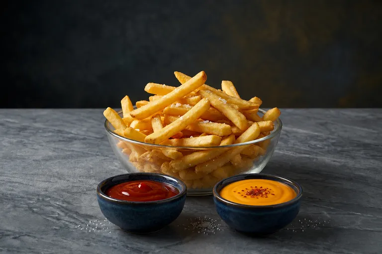 Salted French Fries with Cheese Dip